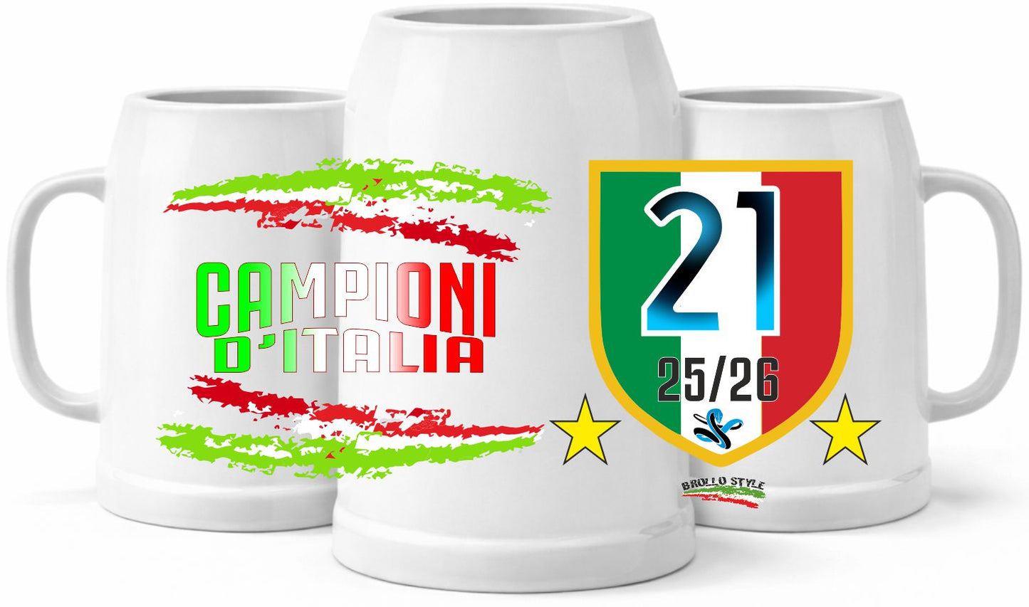 Boccale Birra Scudetto Calcio Internazionale Campione D'Italia 25/26 21 Scudetti |  500 ml  – PS 13517-INT-01