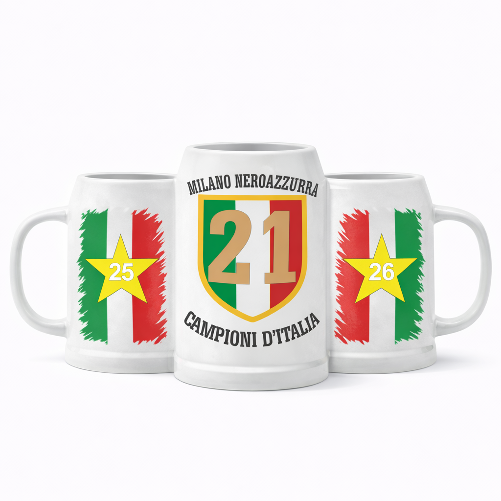 Boccale Birra Scudetto Calcio Internazionale Campione D'Italia 25/26 21 Scudetti |  500 ml  – PS 13517-INT-01