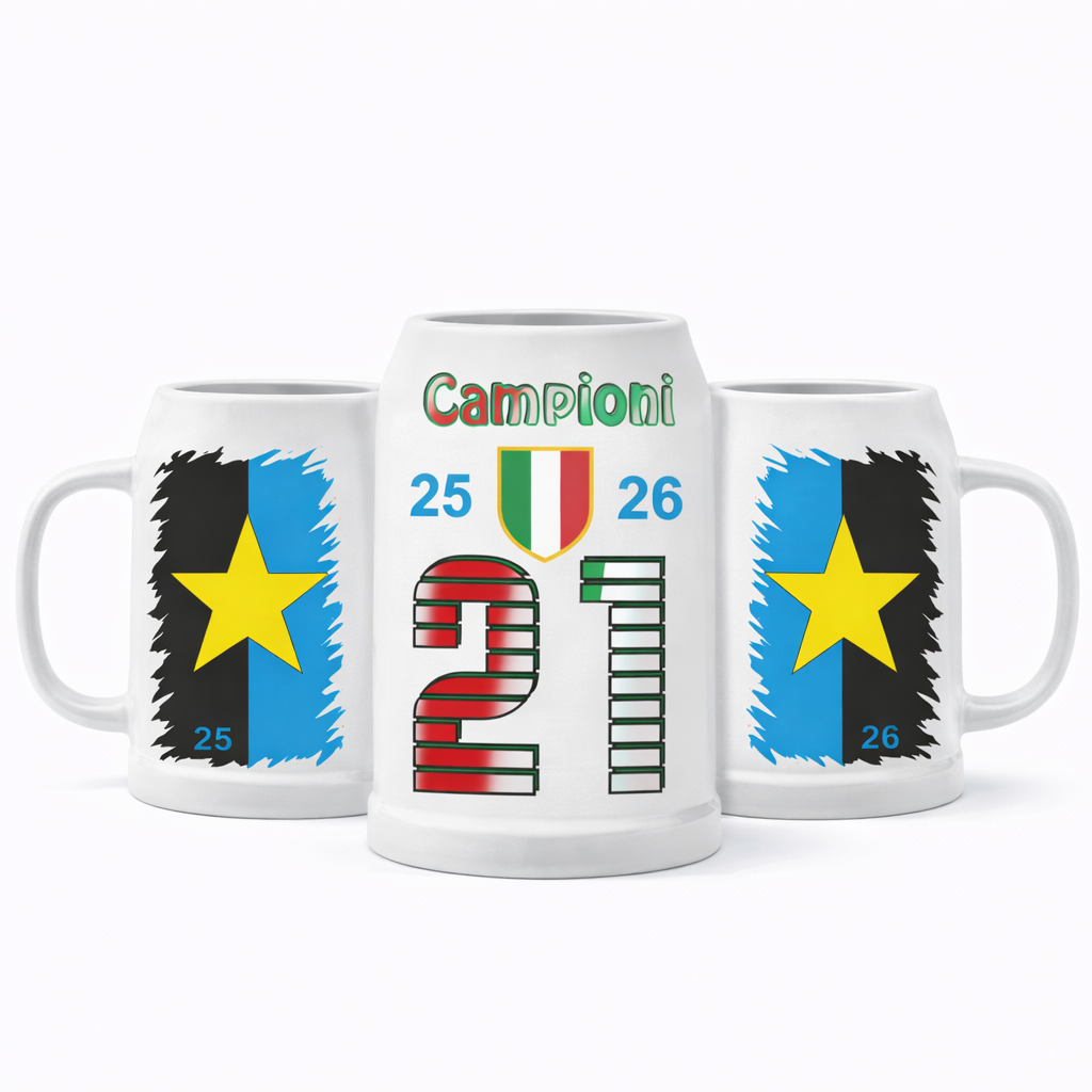 Boccale Birra Scudetto Calcio Internazionale Campione D'Italia 25/26 21 Scudetti |  500 ml  – PS 13517-INT-01