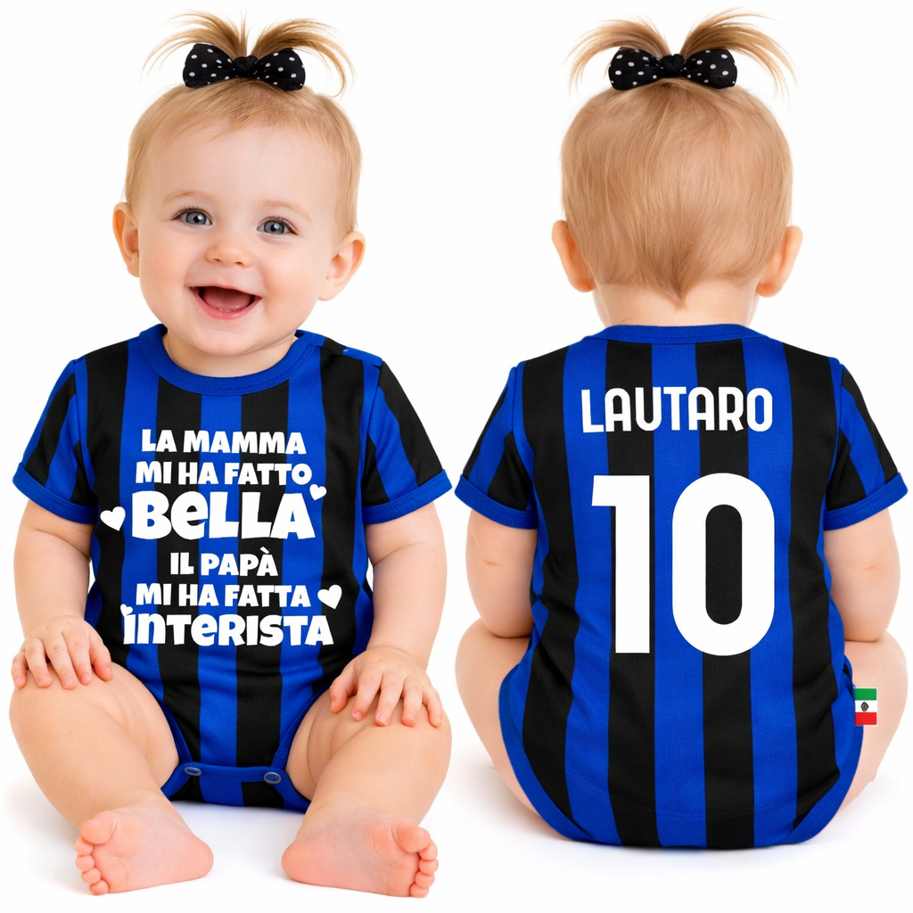Body Neonato “Mamma Mi Ha Fatto Bello/Bella – Papà Mi Ha Fatto Interista” – PS 32768-010
