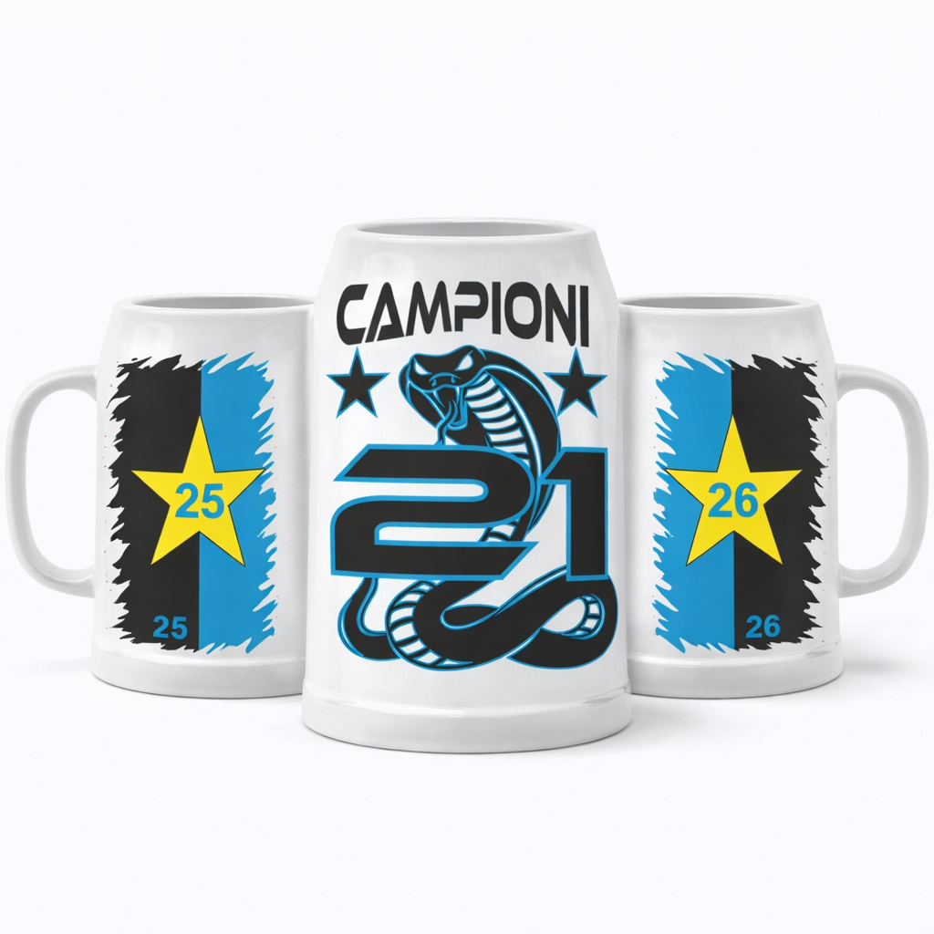 Boccale Birra Scudetto Calcio Internazionale Campione D'Italia 25/26 21 Scudetti |  500 ml  – PS 13517-INT-01