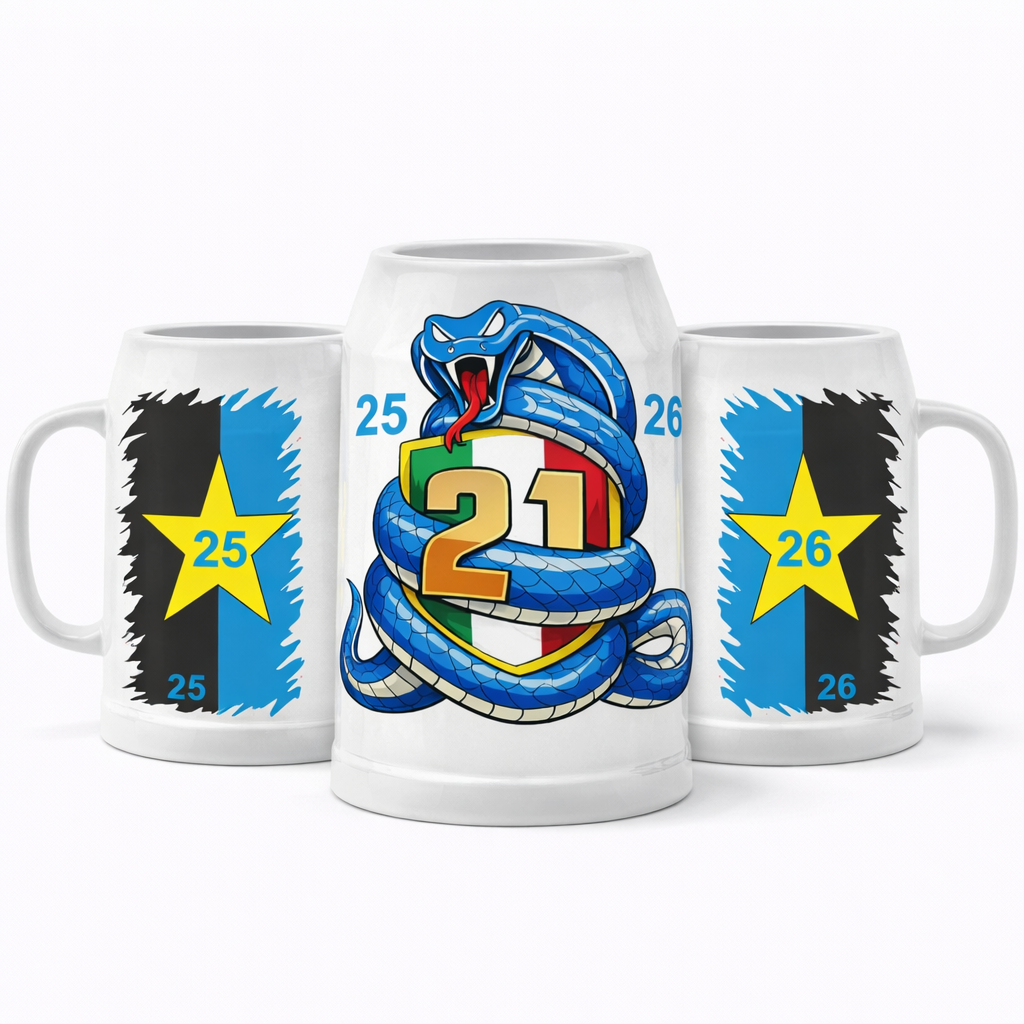Boccale Birra Scudetto Calcio Internazionale Campione D'Italia 25/26 21 Scudetti |  500 ml  – PS 13517-INT-01