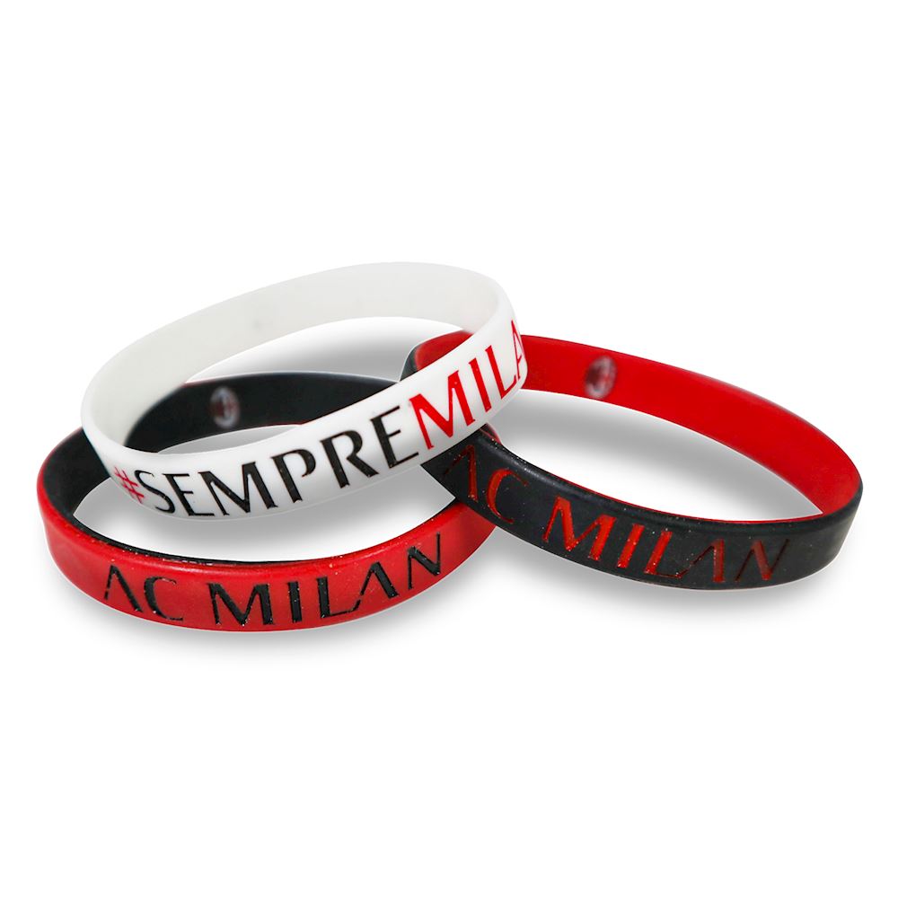 Kit 3 Braccialetti in Silicone AC Milan – Prodotto Ufficiale AC Milan Cod. PS 00912