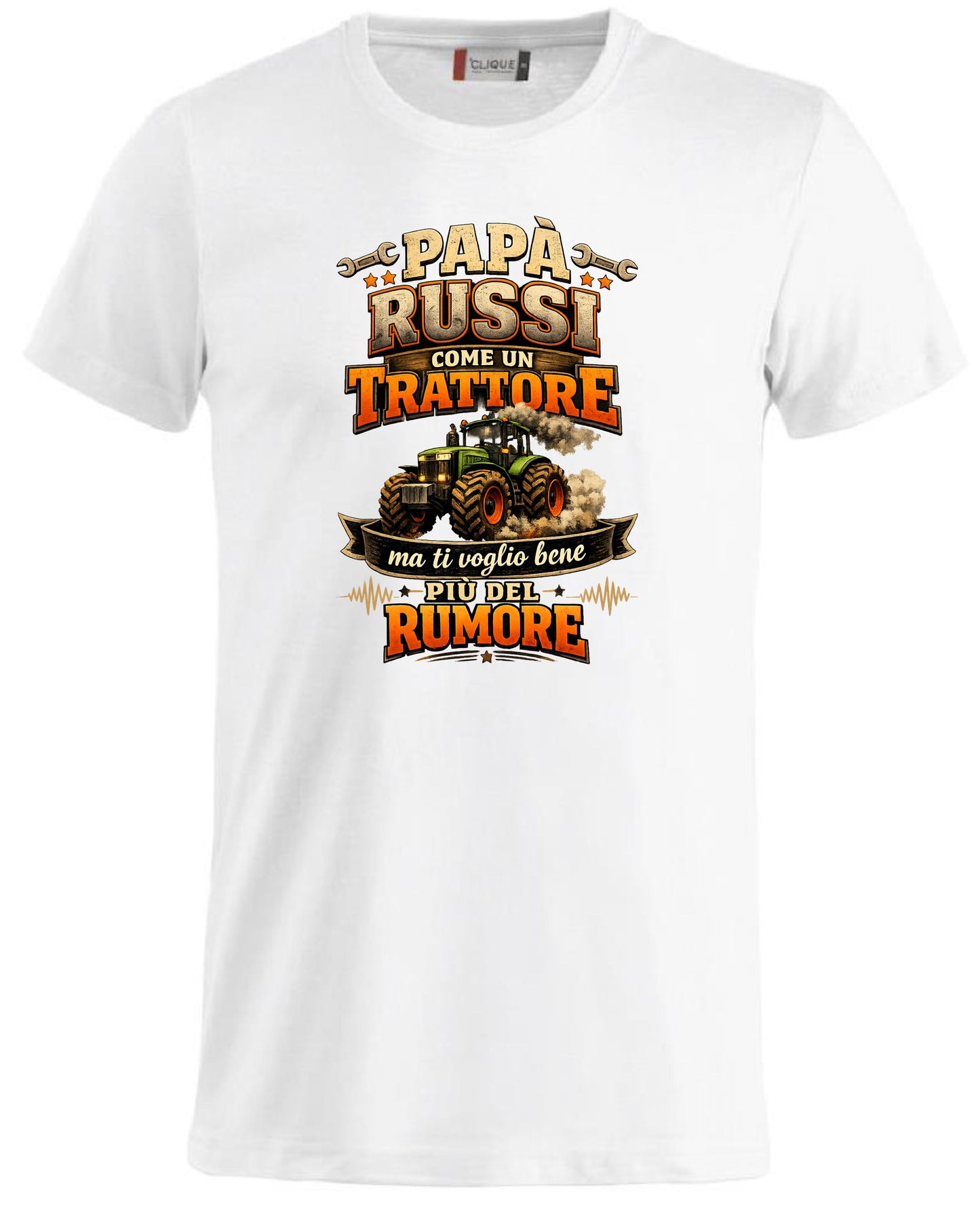 T-Shirt Papa' Russi Come Un Trattore Ma Ti Voglio Bene Piu' Del Rumore – Maglietta Personalizzabile PS 27431-A-145