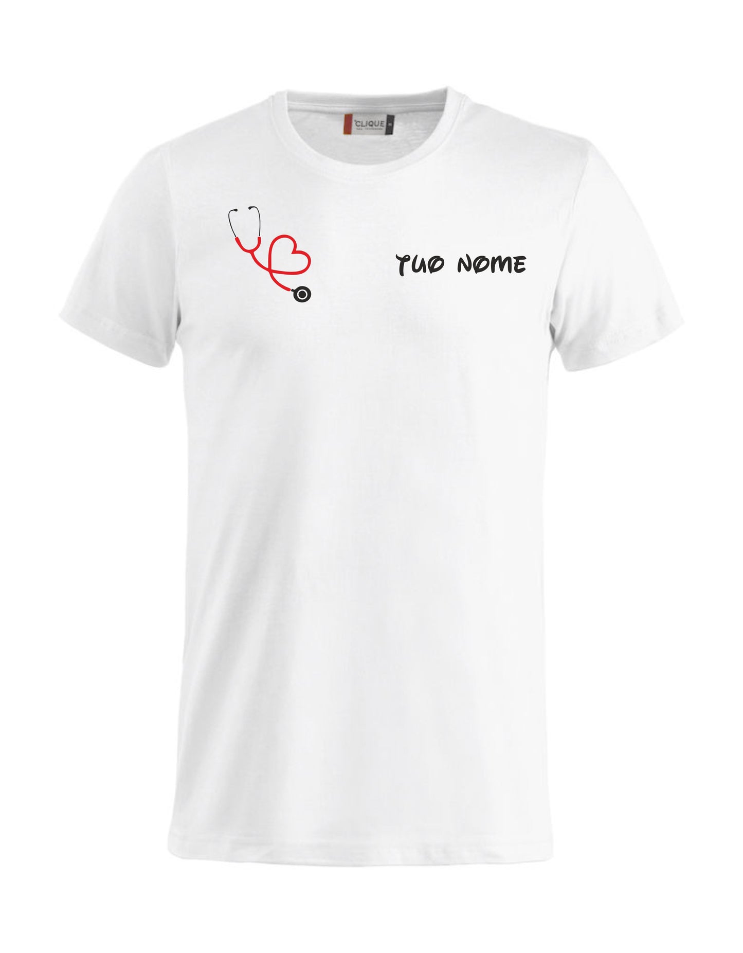 T-Shirt Personalizzabile Infermiera/Dottore/OSS con Stetoscopio Cuore – PS P 27431-A-116