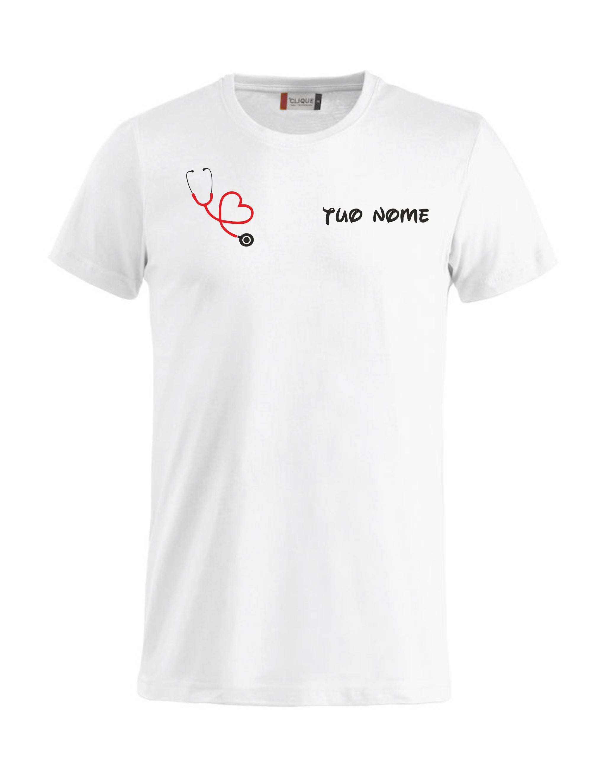 T-Shirt Personalizzabile Infermiera/Dottore/OSS con Stetoscopio Cuore – PS P 27431-A-116