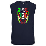 T-shirt Manicata Internazionale Campione d'Italia Seconda Stella 21 Scudetti Tifosi Nero Azzurri | Canotta Cotone Scudetto Neroazzurro PS 29999-INT01