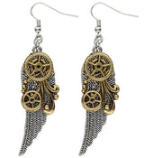 Orecchini Steampunk Pendenti con Piuma – Bigiotteria PS 10843