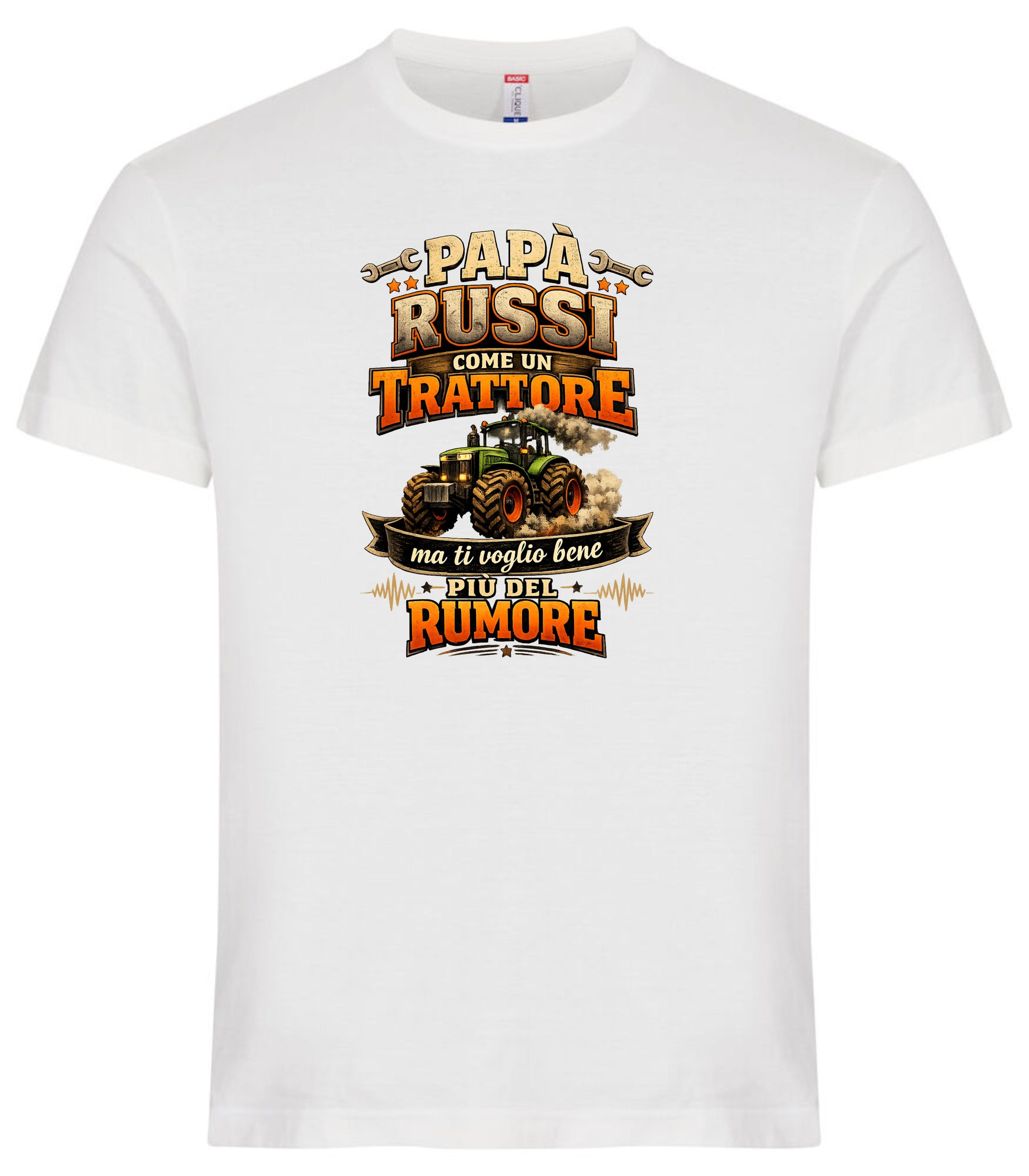 T-Shirt Papa' Russi Come Un Trattore Ma Ti Voglio Bene Piu' Del Rumore – Maglietta Personalizzabile PS 27431-A-145