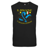 T-shirt Manicata Internazionale Campione d'Italia Seconda Stella 21 Scudetti Tifosi Nero Azzurri | Canotta Cotone Scudetto Neroazzurro PS 29999-INT01