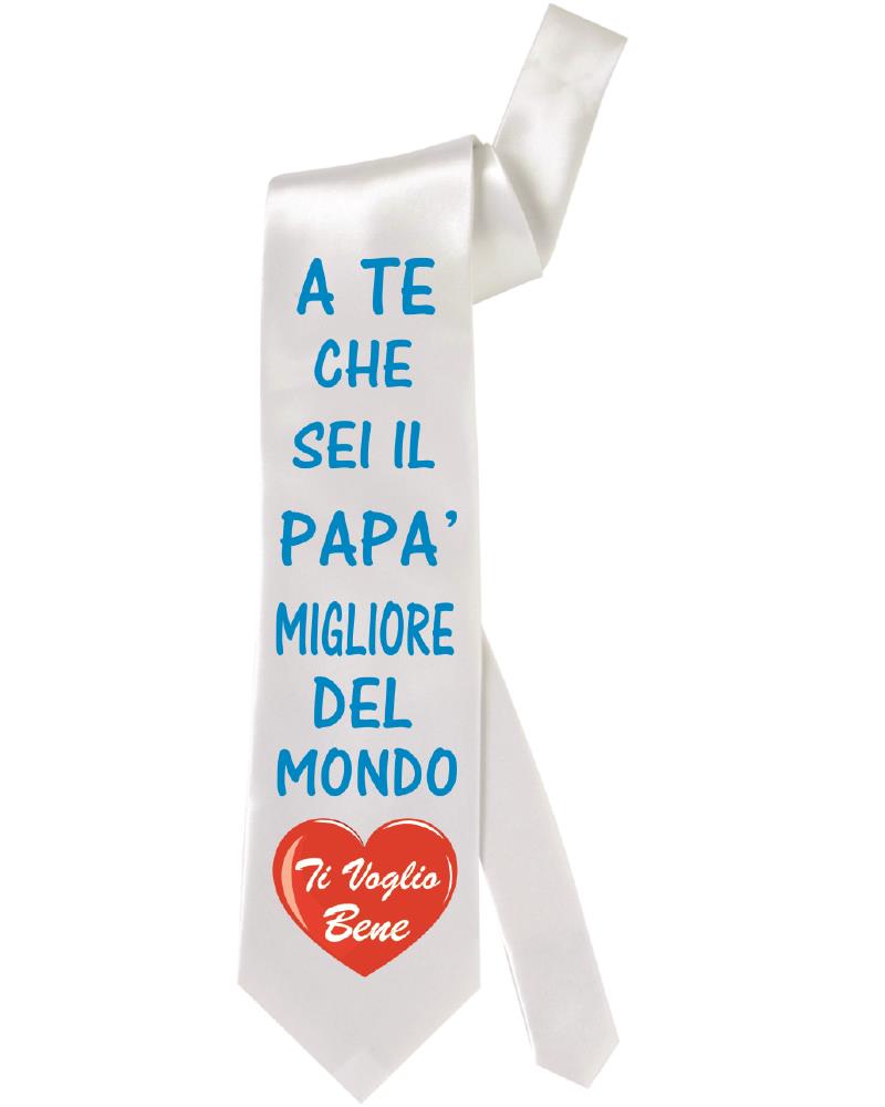 Cravatta In Raso Bianca Personalizzabile Con Foto o Frasi 100% Poliestere PS 05197 PRS