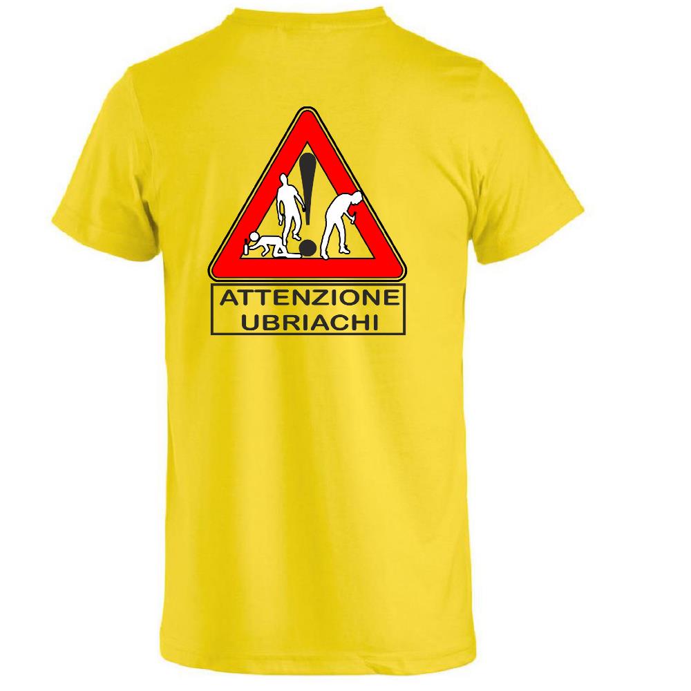 T-Shirt Addio al Celibato In Corso , Dietro  “Attenzione Ubriachi” – Maglietta Divertente con Doppia Stampa Fronte/Retro – PS 27431 - A071
