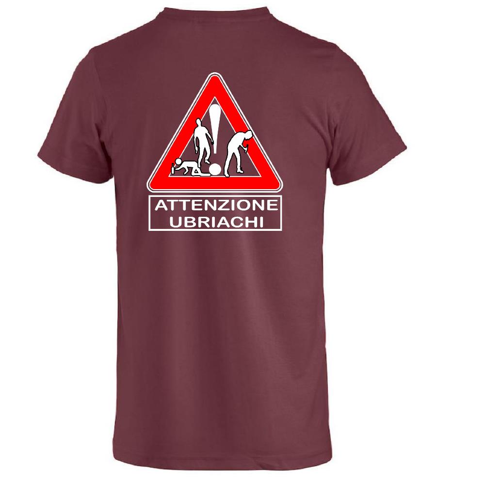 T-Shirt Addio al Celibato In Corso , Dietro  “Attenzione Ubriachi” – Maglietta Divertente con Doppia Stampa Fronte/Retro – PS 27431 - A071