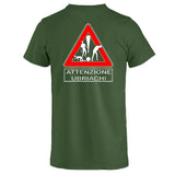 T-Shirt Addio al Celibato In Corso , Dietro  “Attenzione Ubriachi” – Maglietta Divertente con Doppia Stampa Fronte/Retro – PS 27431 - A071