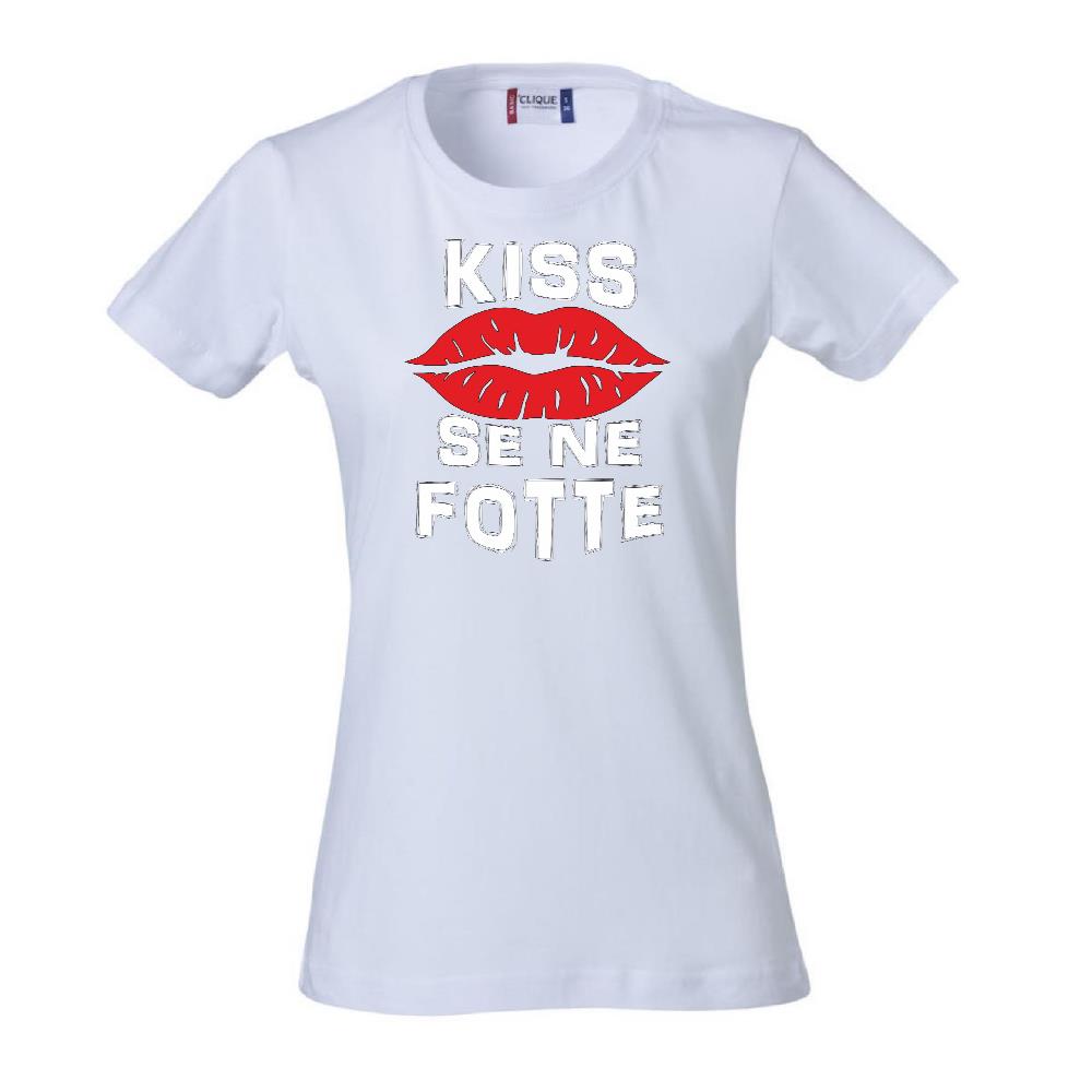 T-Shirt Donna “Kiss Se Ne Fotte” – Maglietta Divertente in Cotone – PS 28870-023