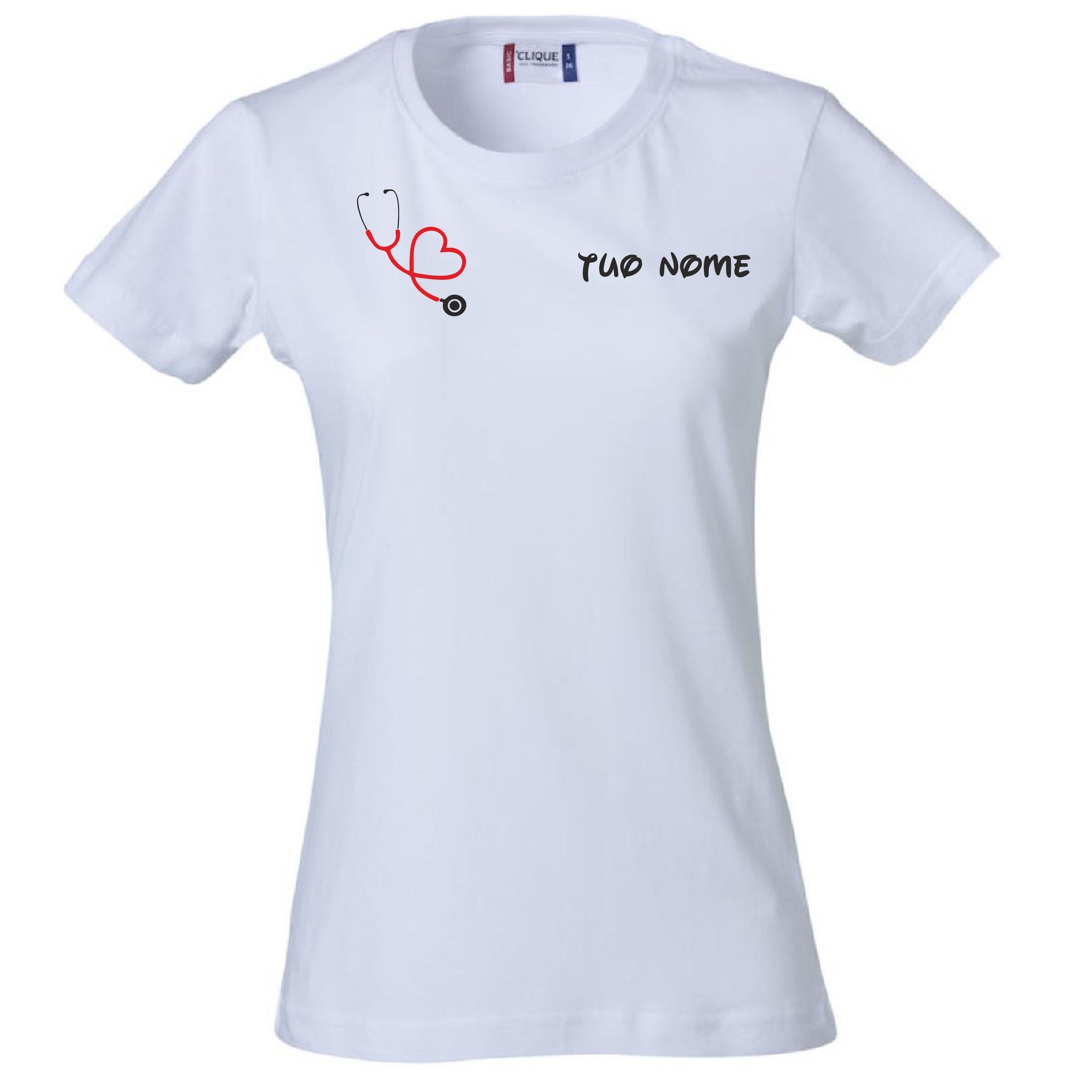T-Shirt Lavoro Infermiera / Dottoressa / OSS con Stetoscopio a Cuore – PS 28870-026