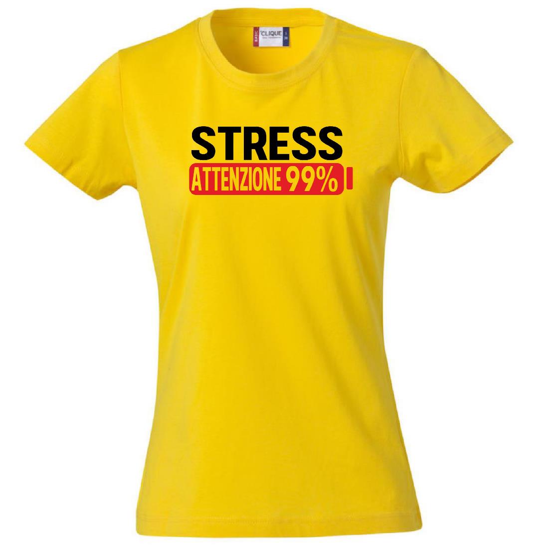 T-Shirt Donna Stress Attenzione 99%  – Idea Regalo per Mamma, Zia, Nonna o Amica – PS 28870-002