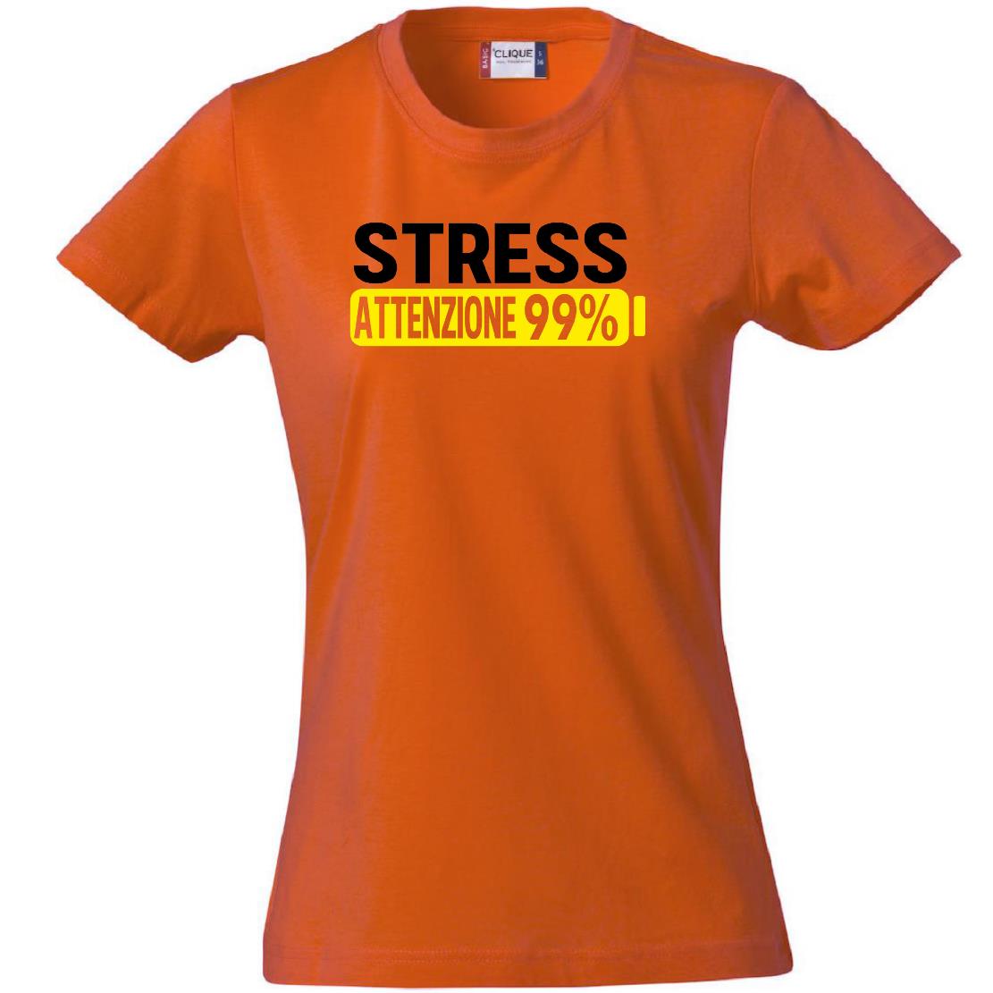 T-Shirt Donna Stress Attenzione 99%  – Idea Regalo per Mamma, Zia, Nonna o Amica – PS 28870-002