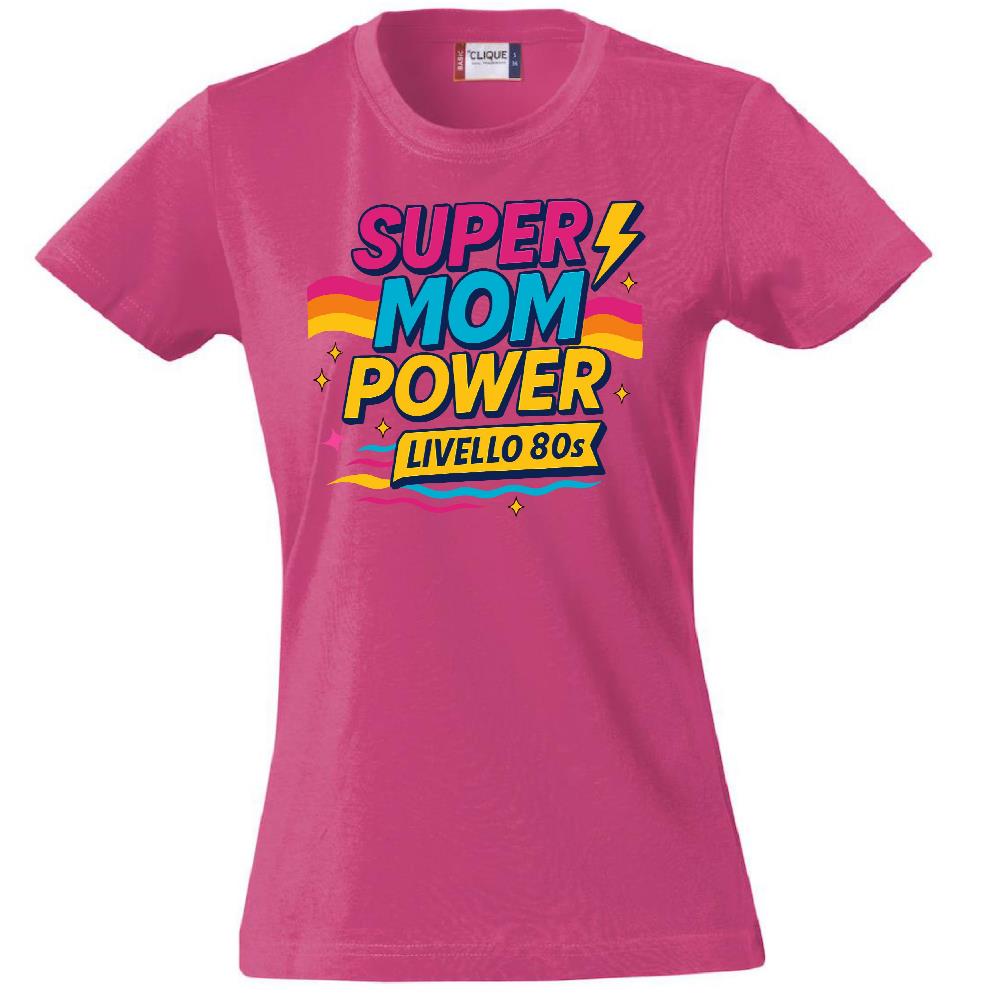 T-Shirt Donna Super Mom Power Anni 80– Idea Regalo Festa della Mamma – PS 28870-027