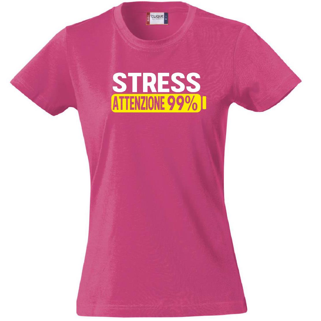 T-Shirt Donna Stress Attenzione 99%  – Idea Regalo per Mamma, Zia, Nonna o Amica – PS 28870-002