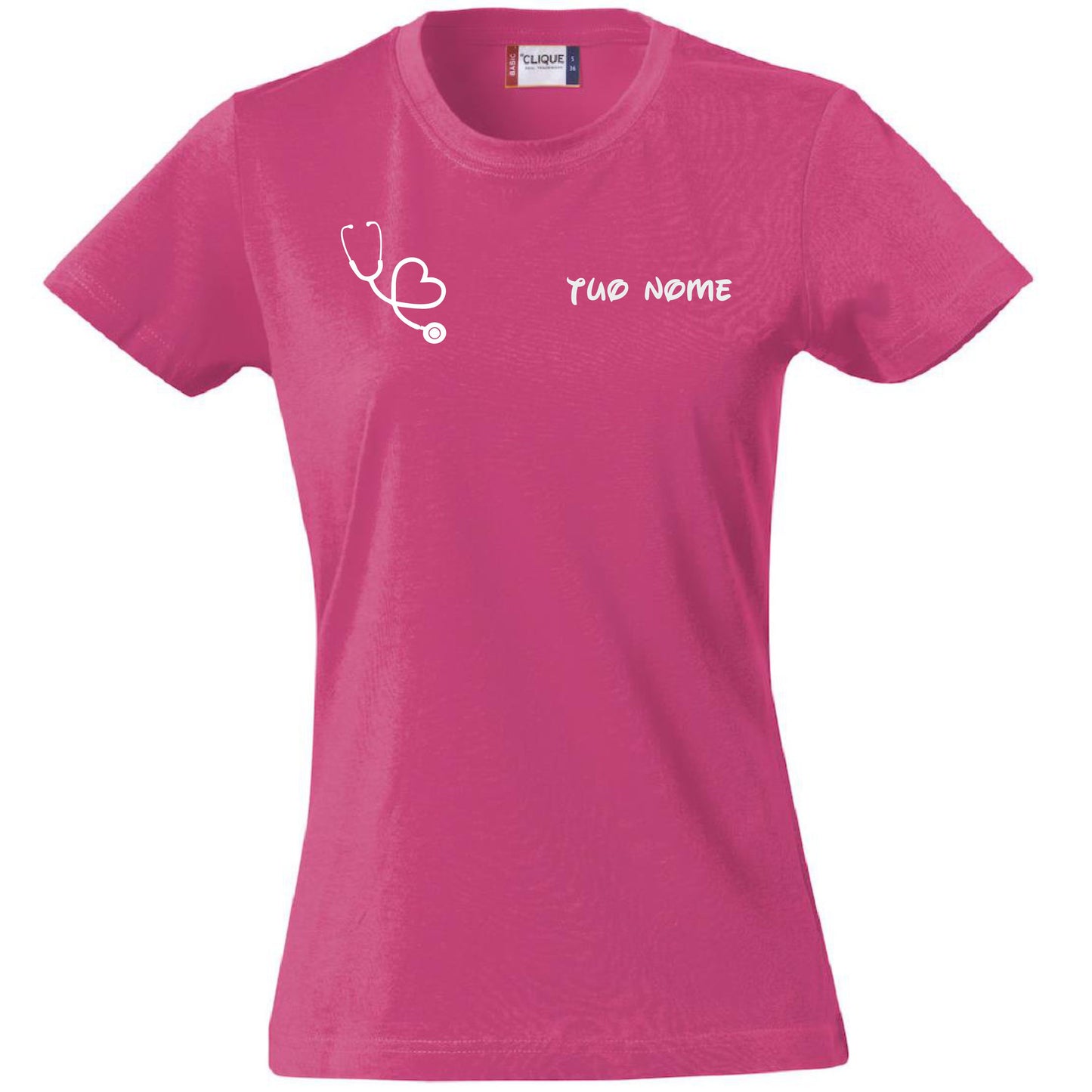 T-Shirt Lavoro Infermiera / Dottoressa / OSS con Stetoscopio a Cuore – PS 28870-026