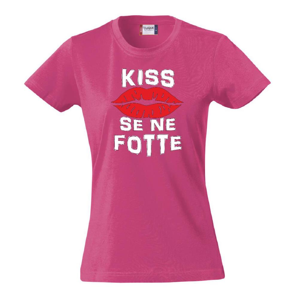 T-Shirt Donna “Kiss Se Ne Fotte” – Maglietta Divertente in Cotone – PS 28870-023