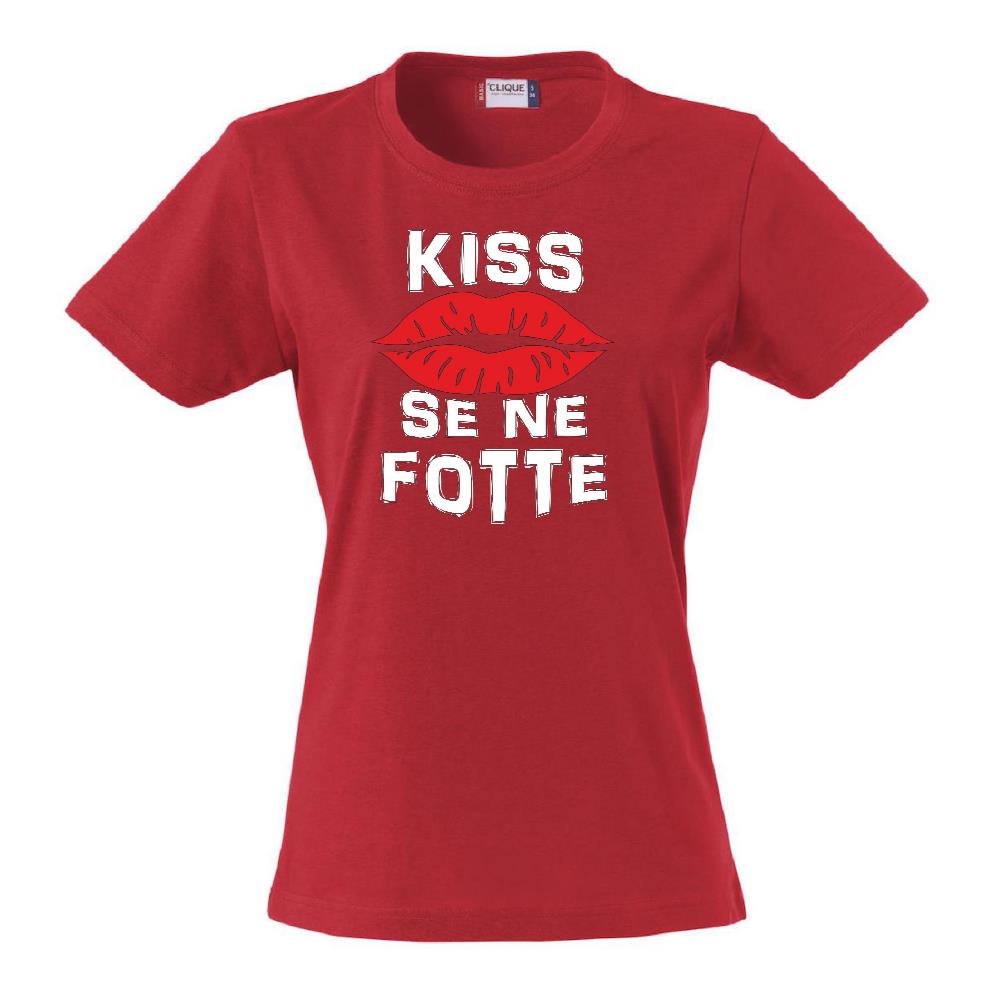 T-Shirt Donna “Kiss Se Ne Fotte” – Maglietta Divertente in Cotone – PS 28870-023