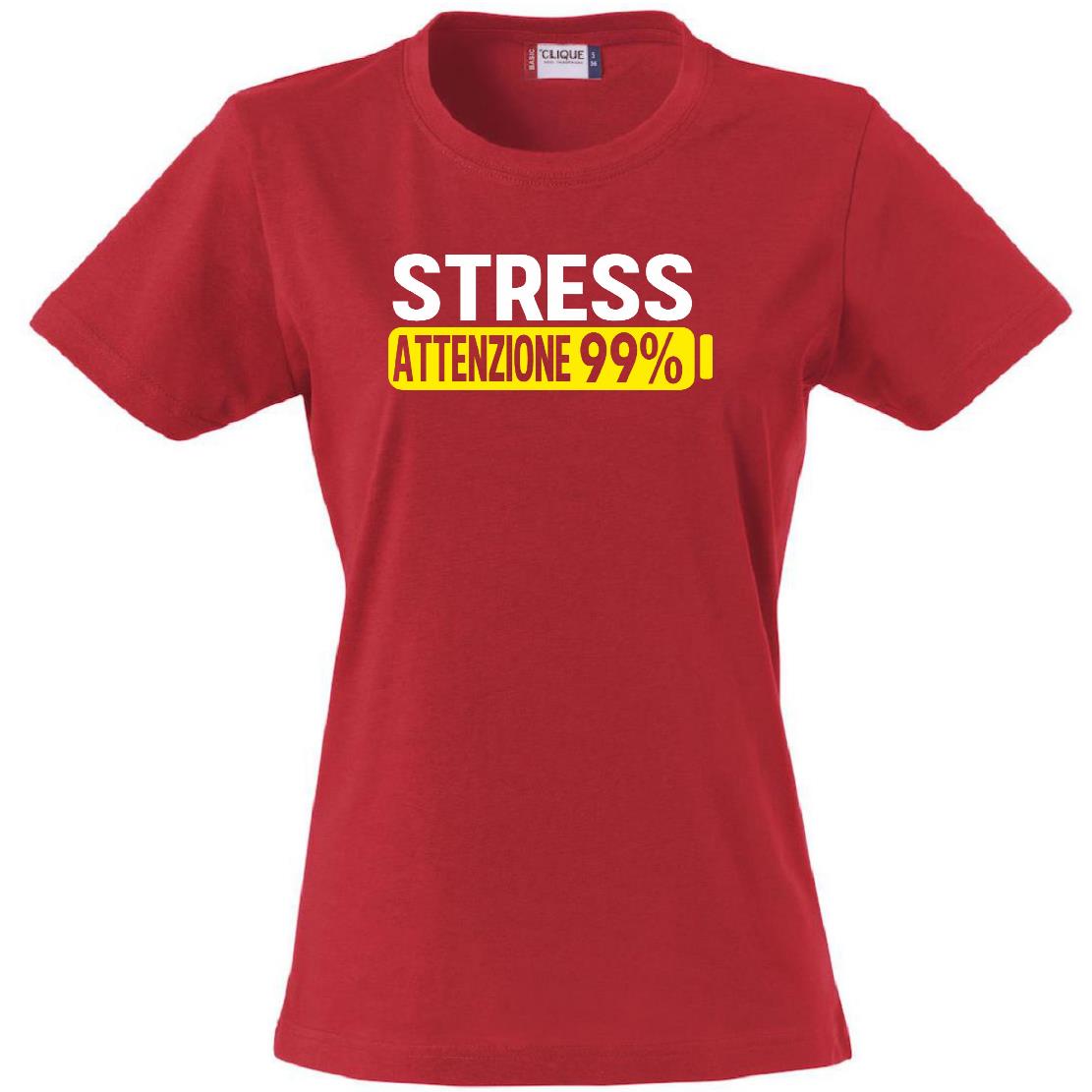 T-Shirt Donna Stress Attenzione 99%  – Idea Regalo per Mamma, Zia, Nonna o Amica – PS 28870-002