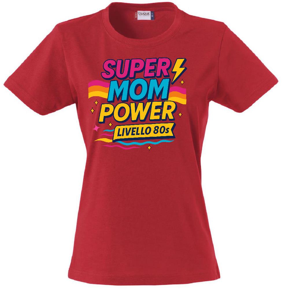 T-Shirt Donna Super Mom Power Anni 80– Idea Regalo Festa della Mamma – PS 28870-027