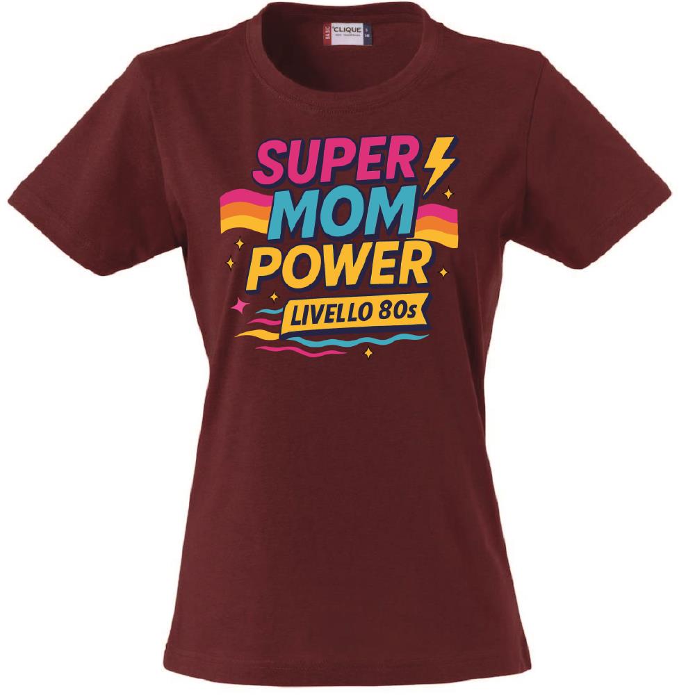 T-Shirt Donna Super Mom Power Anni 80– Idea Regalo Festa della Mamma – PS 28870-027