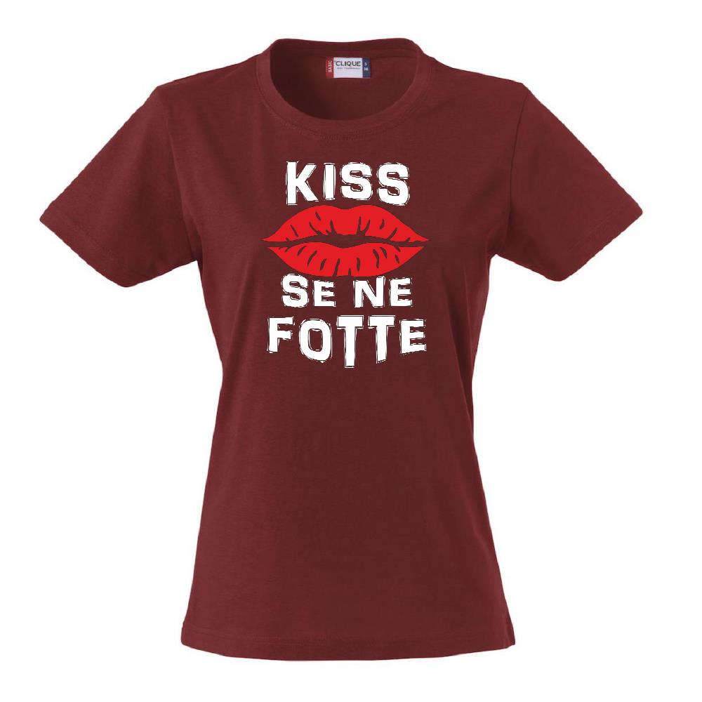 T-Shirt Donna “Kiss Se Ne Fotte” – Maglietta Divertente in Cotone – PS 28870-023