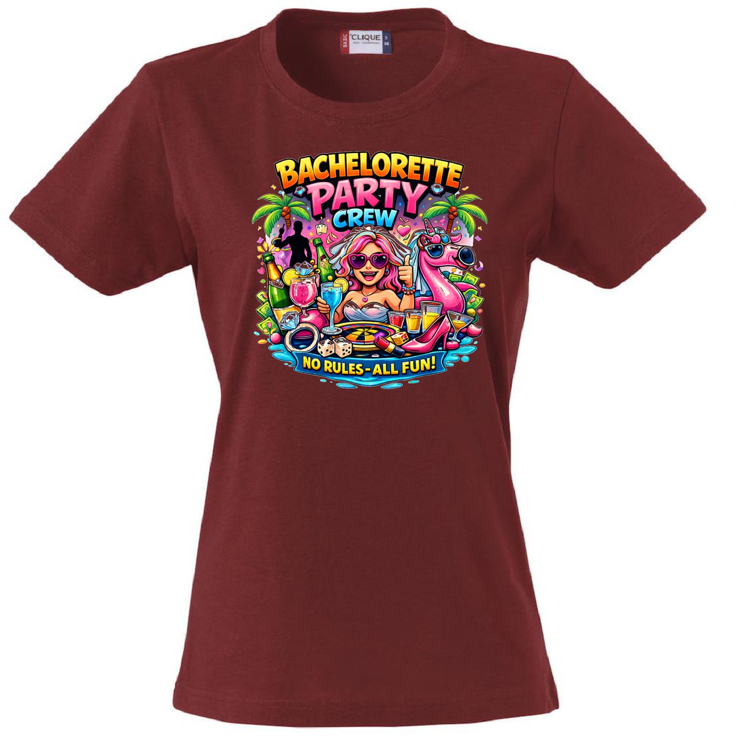 T-Shirt Donna Addio AL Nubilato Bachelorette Party Crew No Rules - All Fun ! – PS 28870-A-028