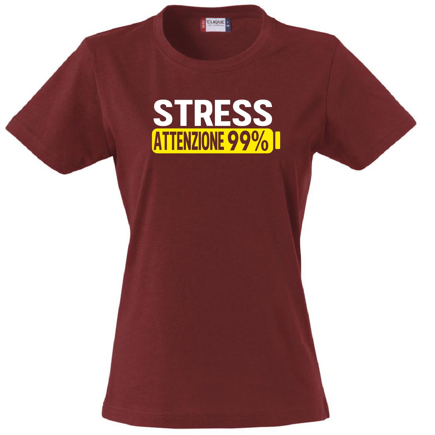 T-Shirt Donna Stress Attenzione 99%  – Idea Regalo per Mamma, Zia, Nonna o Amica – PS 28870-002