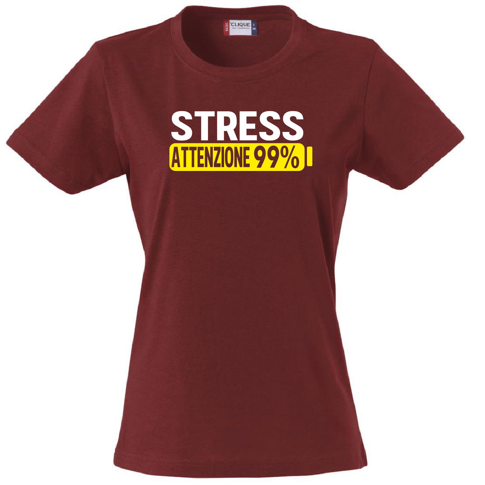 T-Shirt Donna Stress Attenzione 99%  – Idea Regalo per Mamma, Zia, Nonna o Amica – PS 28870-002