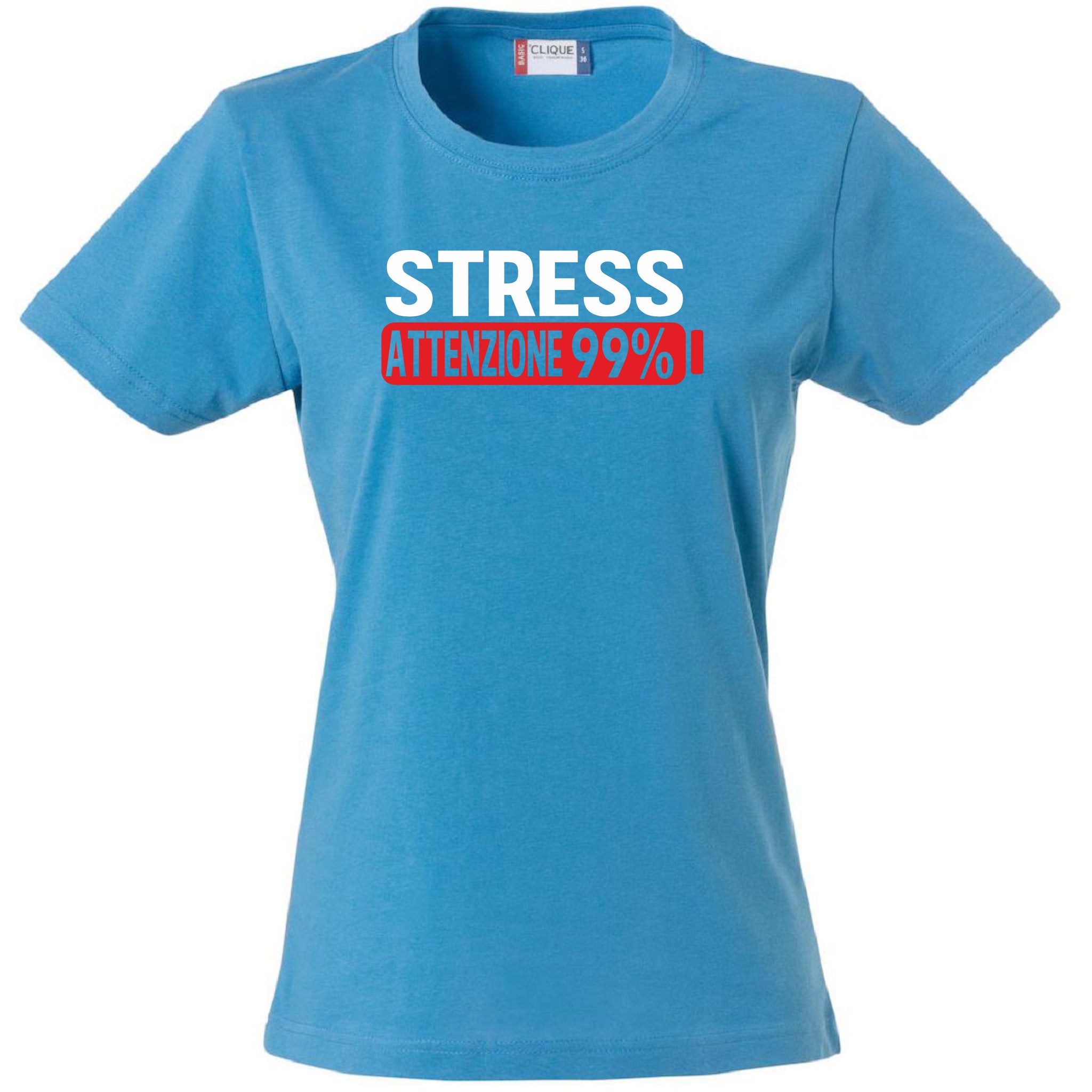 T-Shirt Donna Stress Attenzione 99%  – Idea Regalo per Mamma, Zia, Nonna o Amica – PS 28870-002