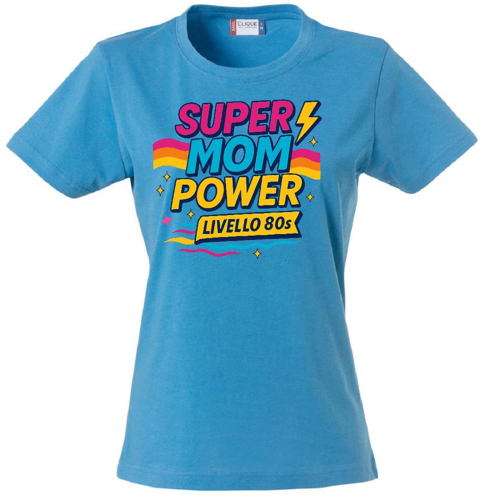 T-Shirt Donna Super Mom Power Anni 80– Idea Regalo Festa della Mamma – PS 28870-027