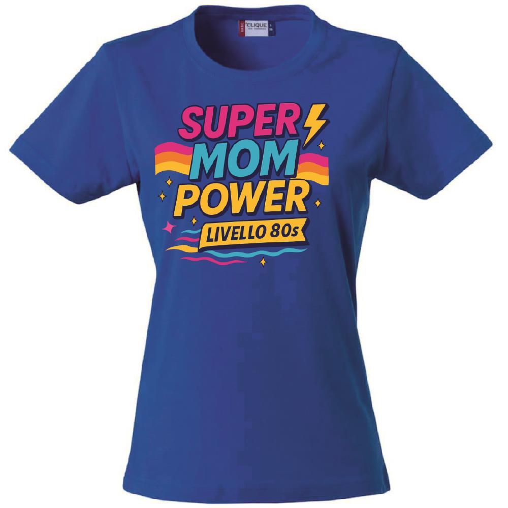 T-Shirt Donna Super Mom Power Anni 80– Idea Regalo Festa della Mamma – PS 28870-027