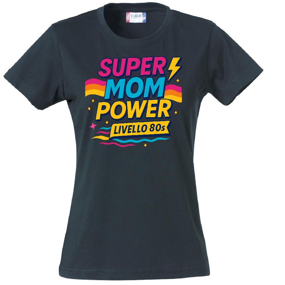T-Shirt Donna Super Mom Power Anni 80– Idea Regalo Festa della Mamma – PS 28870-027