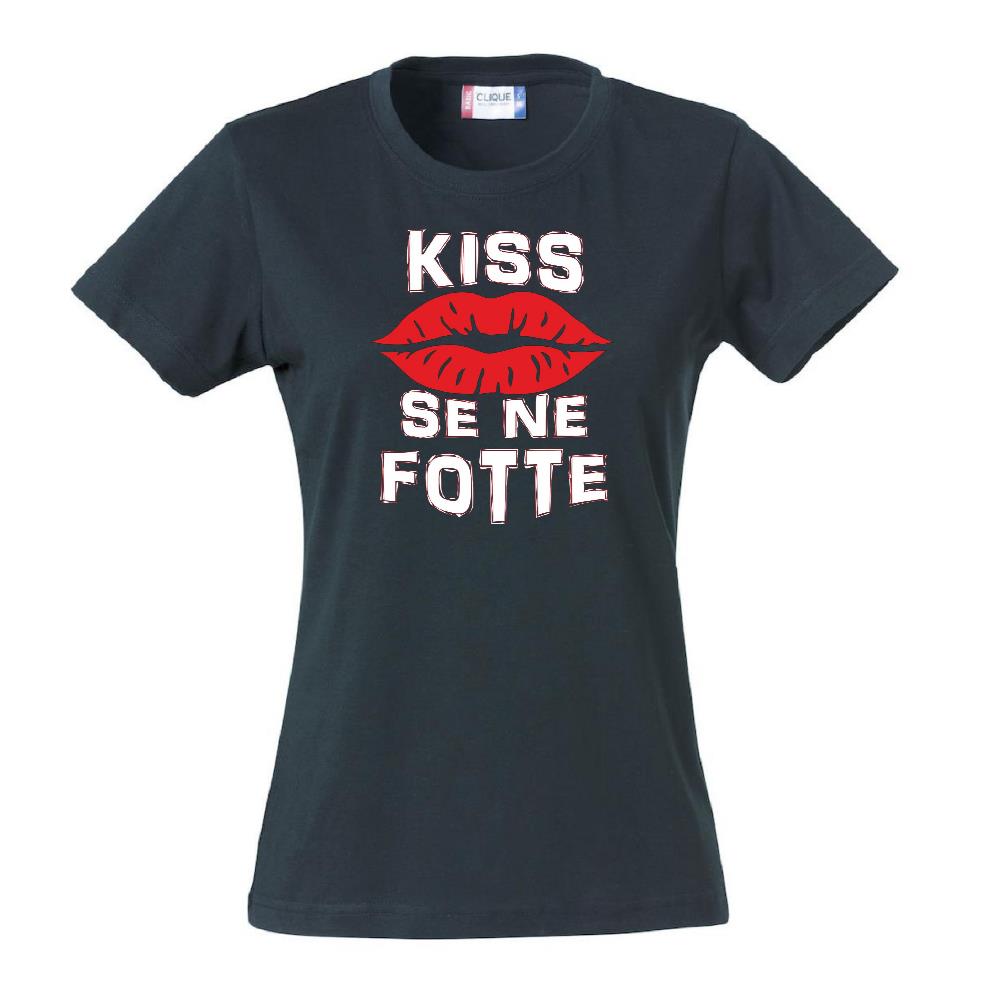 T-Shirt Donna “Kiss Se Ne Fotte” – Maglietta Divertente in Cotone – PS 28870-023
