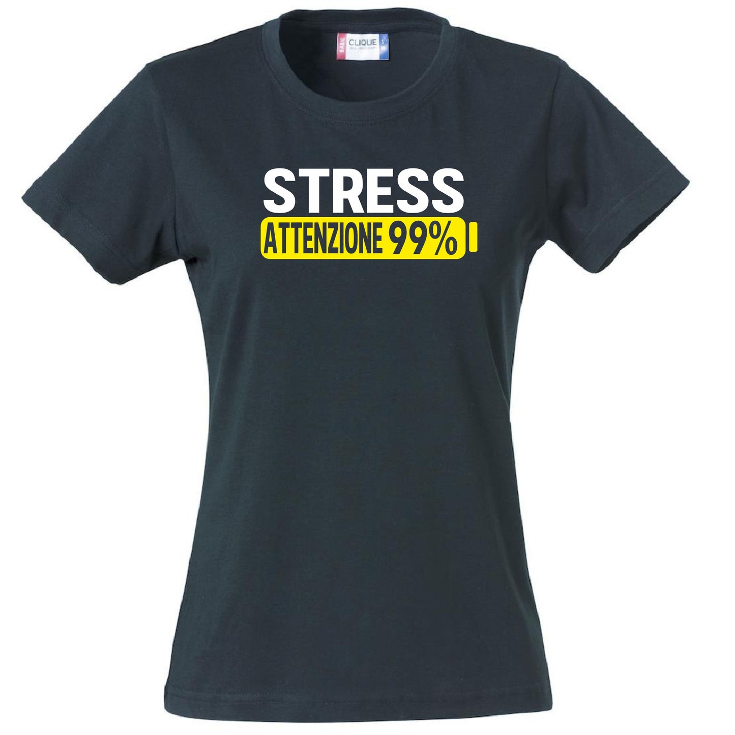 T-Shirt Donna Stress Attenzione 99%  – Idea Regalo per Mamma, Zia, Nonna o Amica – PS 28870-002