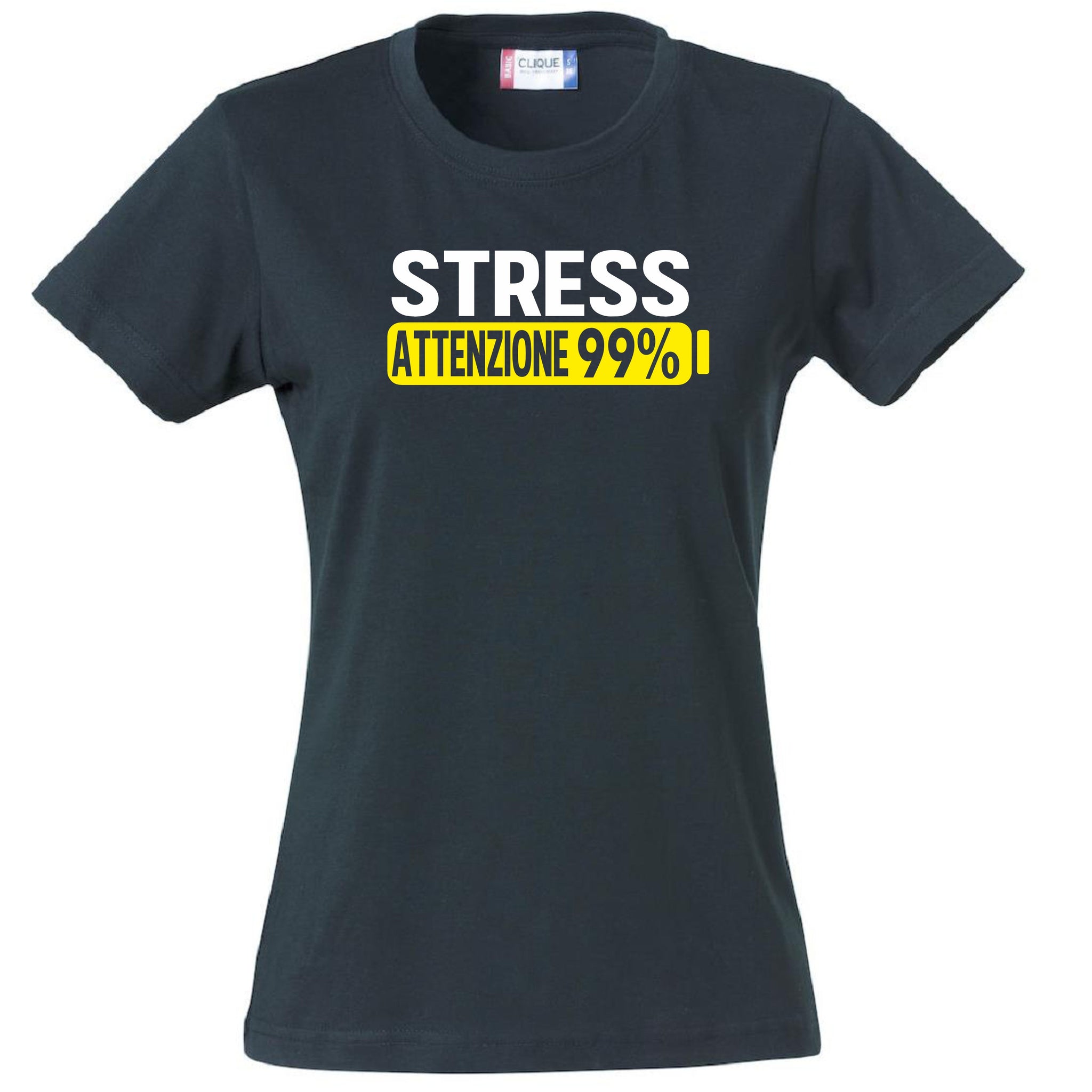 T-Shirt Donna Stress Attenzione 99%  – Idea Regalo per Mamma, Zia, Nonna o Amica – PS 28870-002