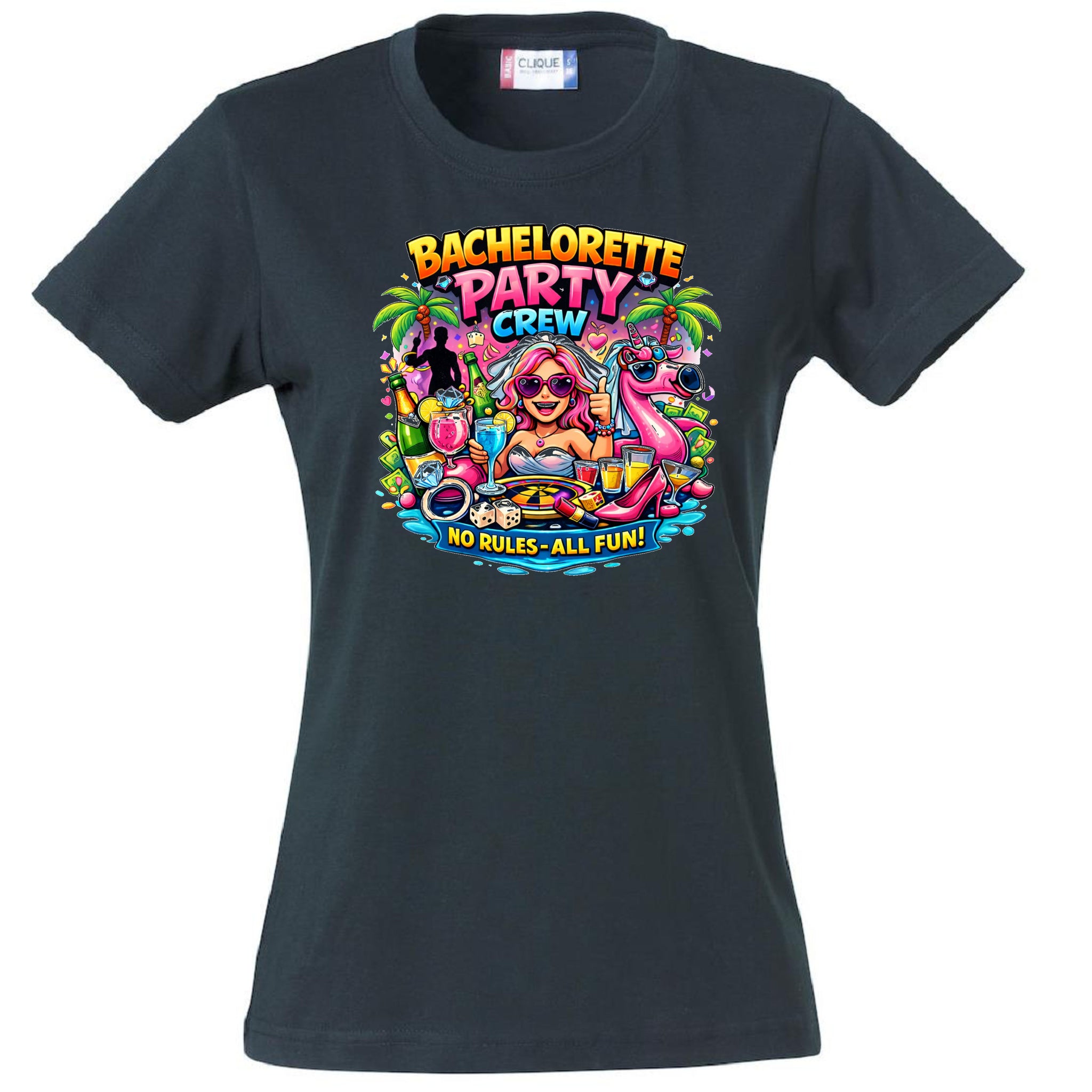 T-Shirt Donna Addio AL Nubilato Bachelorette Party Crew No Rules - All Fun ! – PS 28870-A-028