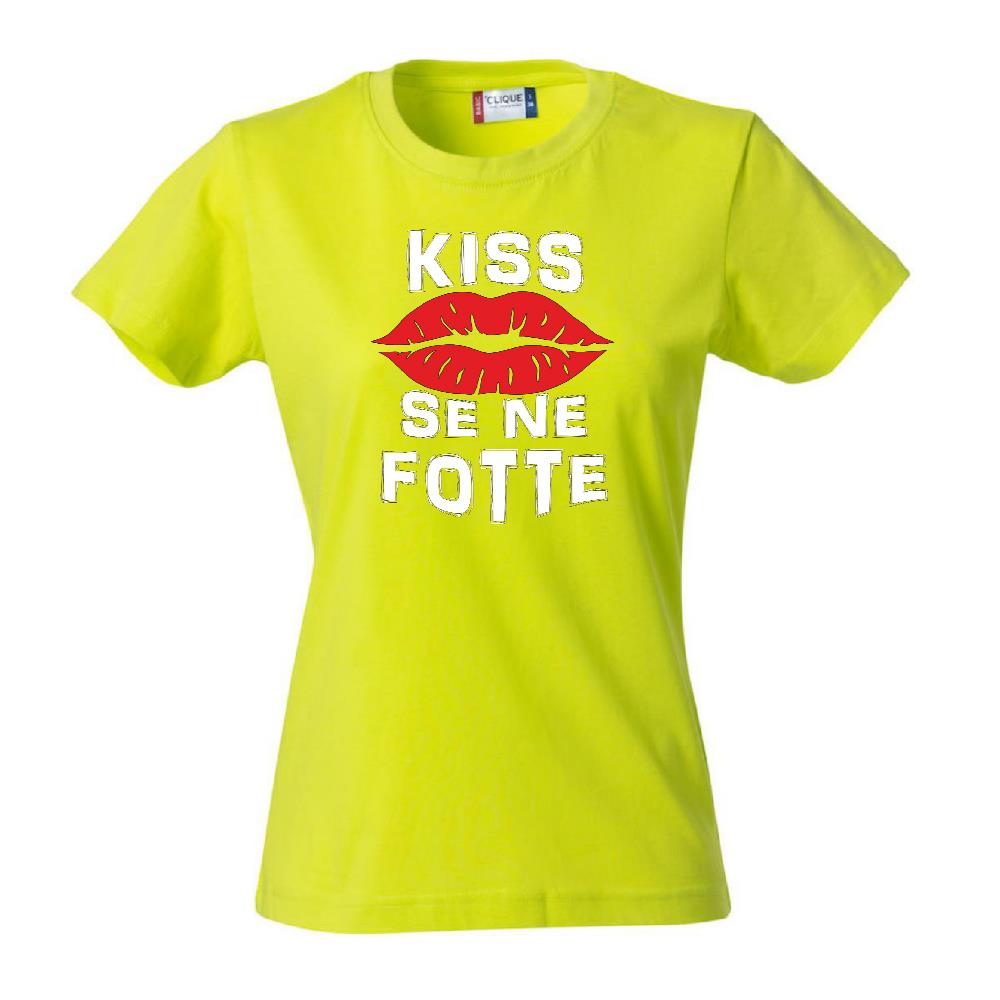 T-Shirt Donna “Kiss Se Ne Fotte” – Maglietta Divertente in Cotone – PS 28870-023