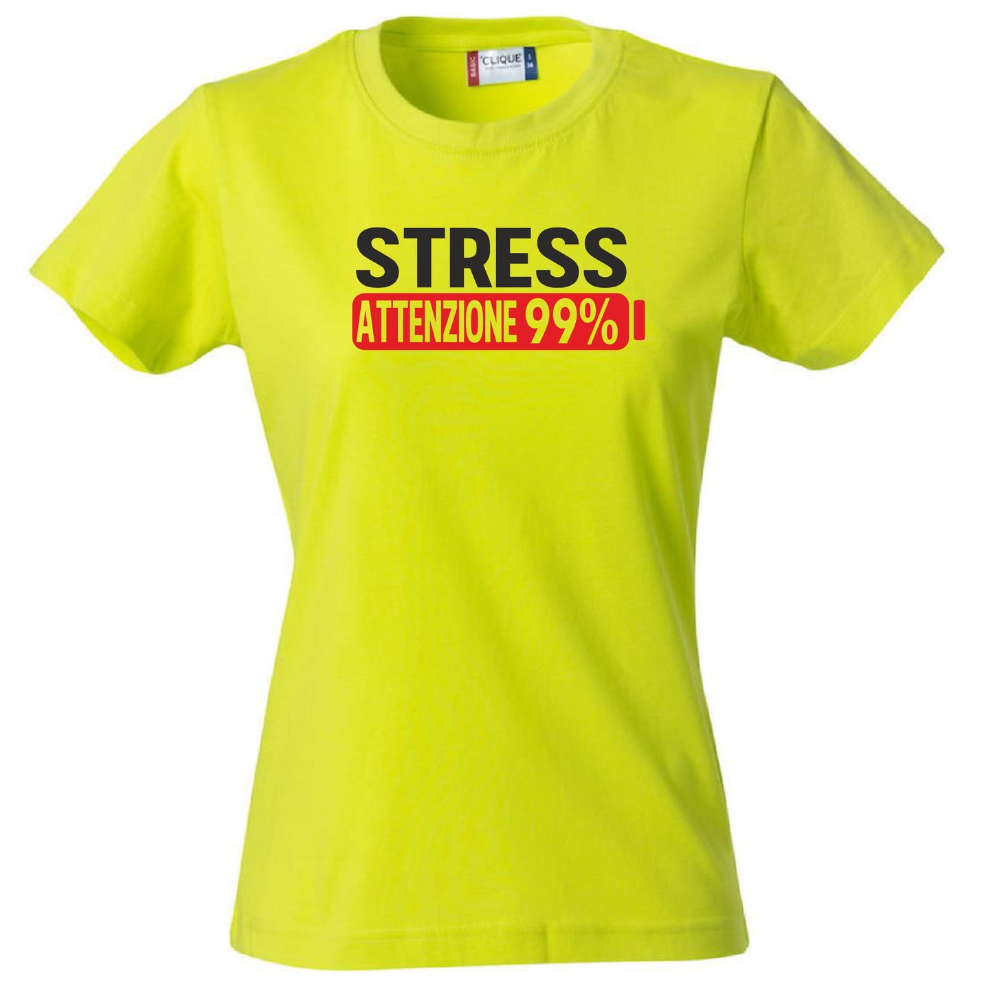 T-Shirt Donna Stress Attenzione 99%  – Idea Regalo per Mamma, Zia, Nonna o Amica – PS 28870-002