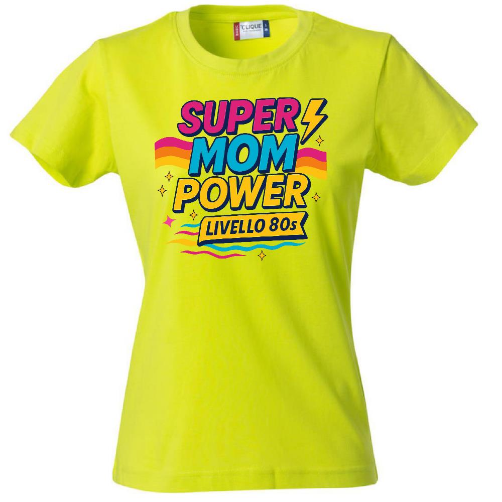 T-Shirt Donna Super Mom Power Anni 80– Idea Regalo Festa della Mamma – PS 28870-027