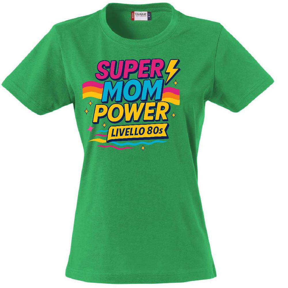 T-Shirt Donna Super Mom Power Anni 80– Idea Regalo Festa della Mamma – PS 28870-027