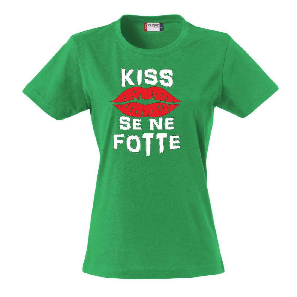 T-Shirt Donna “Kiss Se Ne Fotte” – Maglietta Divertente in Cotone – PS 28870-023