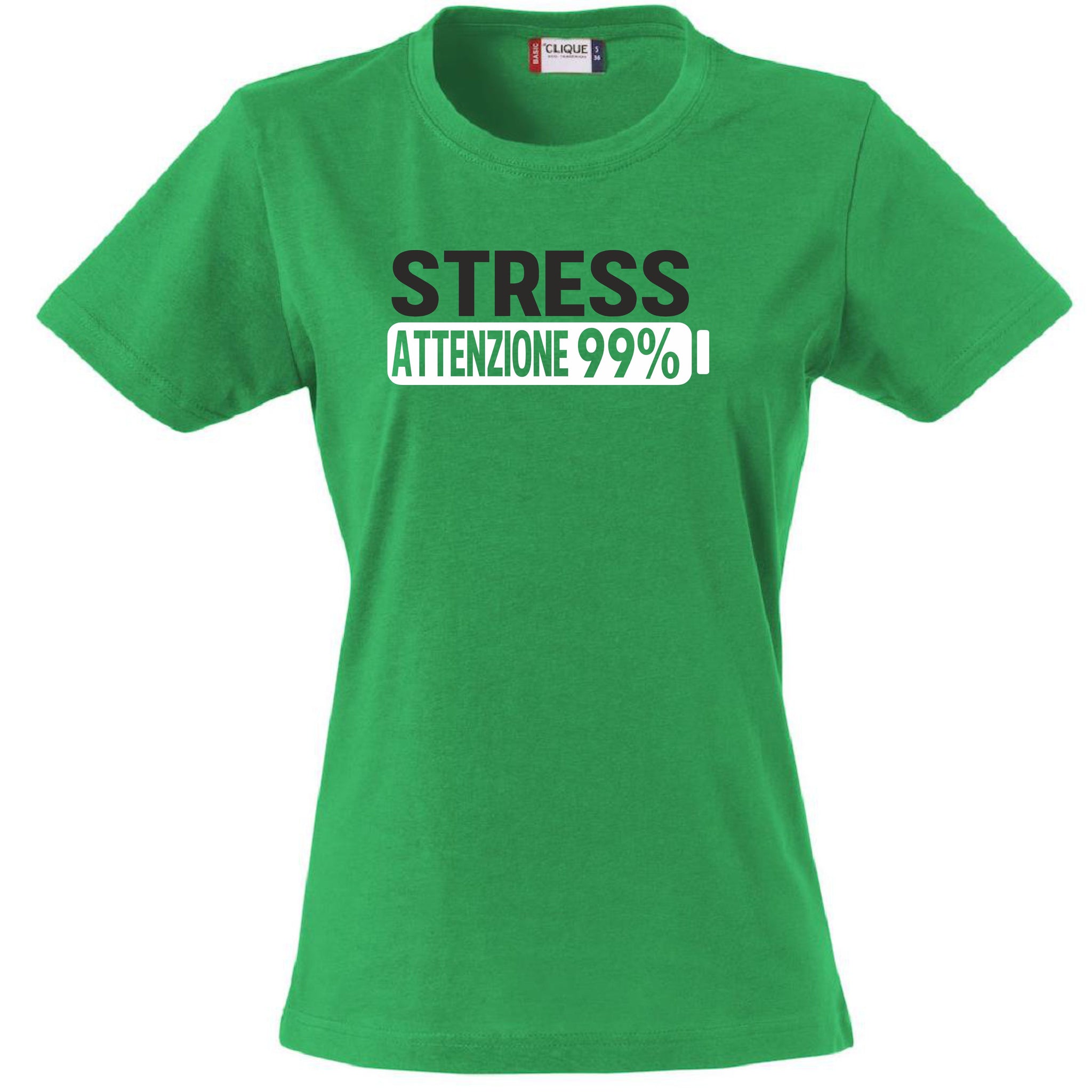 T-Shirt Donna Stress Attenzione 99%  – Idea Regalo per Mamma, Zia, Nonna o Amica – PS 28870-002