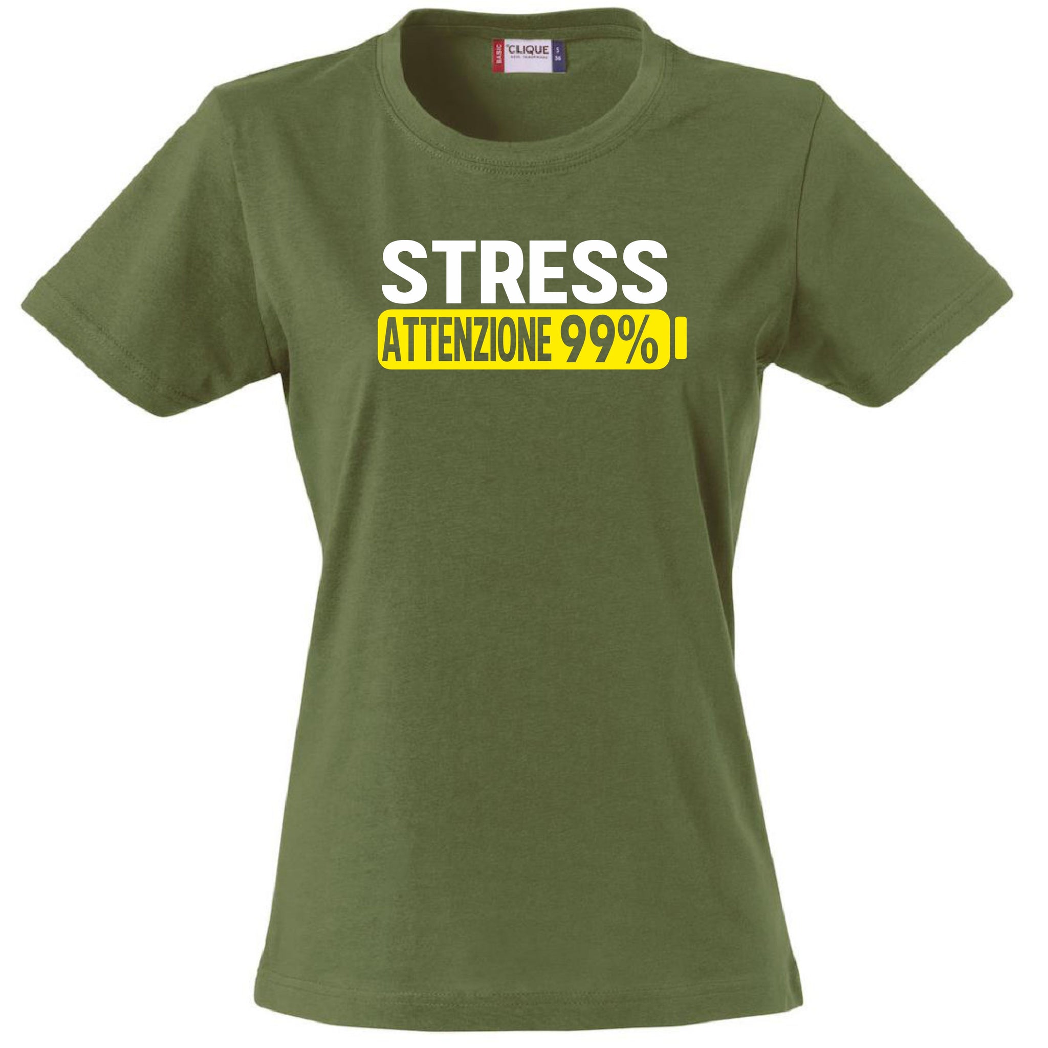 T-Shirt Donna Stress Attenzione 99%  – Idea Regalo per Mamma, Zia, Nonna o Amica – PS 28870-002
