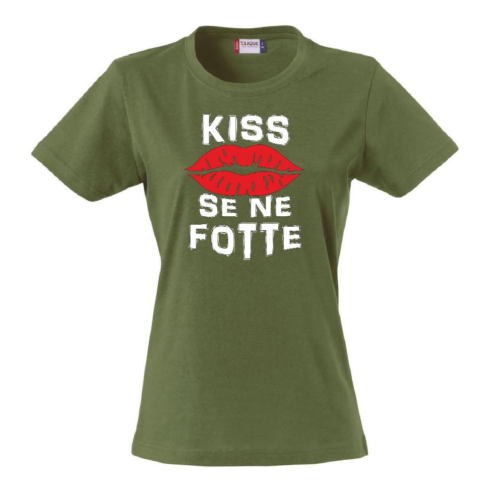 T-Shirt Donna “Kiss Se Ne Fotte” – Maglietta Divertente in Cotone – PS 28870-023